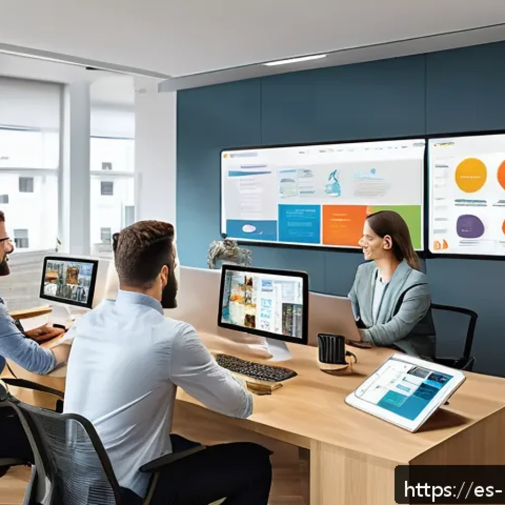 마이크로커뮤니티 플랫폼 비교 - A vibrant digital workspace scene showing a diverse group of professionals collaborating in a sleek,...