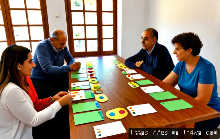 마이크로커뮤니티의 장기 전략 수립하기 - Photorealistic community strategy workshop in a bright neighborhood cultural center in Spain, six di...
